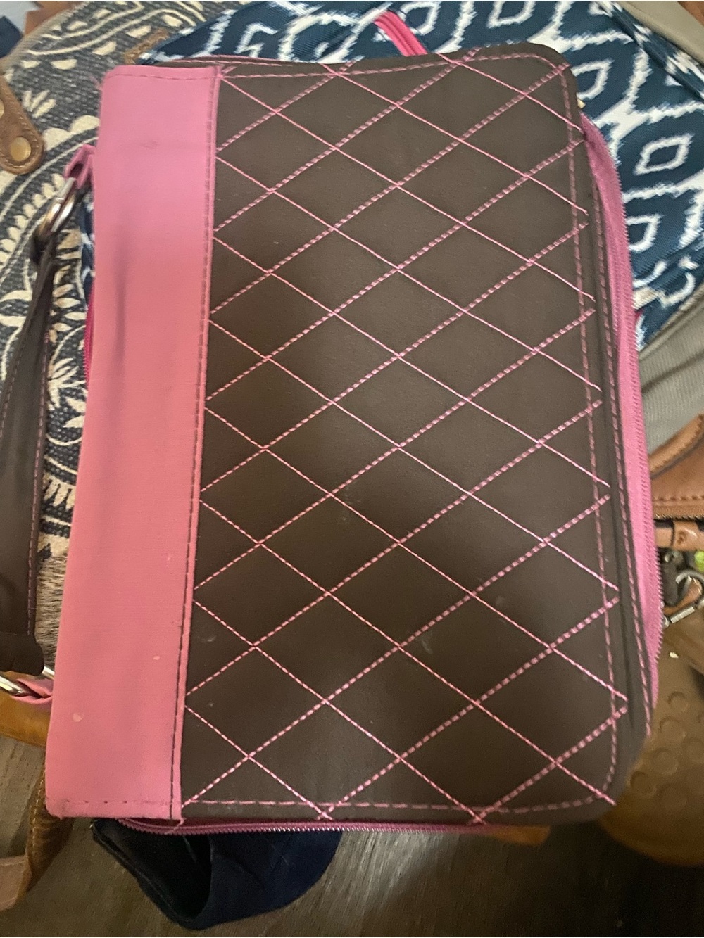 Quilted Pink and Brown Bible Cover